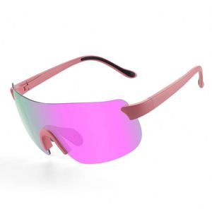 <b>Eyewear</b> Manufacturers Custom logo Polarized Sports Glasses Men pink Big Lens Pickleball Cycling Running Sunglasses - Product Image 1
