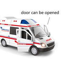 Coche fundido a presión de ambulancia de aleación de puerta abierta con vehículos de juguete de luz de sonido