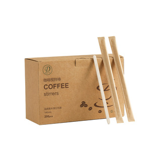 Agitateurs à café en bois jetables de 140 mm, emballés individuellement, pour boissons chaudes - Product Image 1