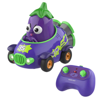 Voiture télécommandée miniature 2.4G pour enfants, série légumes dessin animé (Aubergine), avec éclairage, pour intérieur, cascades à 360 degrés
