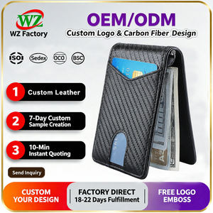 กระเป๋าสตางค์หนังแท้แบบพับสองตอน ดีไซน์มินิมอล ป้องกัน RFID พร้อมคลิปหนีบเงิน สำหรับผู้ชาย พิมพ์โลโก้แบรนด์<span class=keywords><strong>ได้</strong></span> - Product Image 1