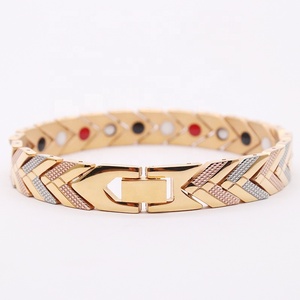 Bracciali di moda donna in titanio di alta qualità placcati in oro 3 colori gioielli magnetici Dropshipping per terapia sana - Product Image 4