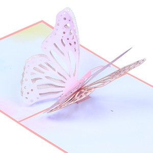 Carte de vœux 3D pop-up papillon rose scintillant et coloré, impression UV, cadeau universel porte-bonheur - Product Image 2