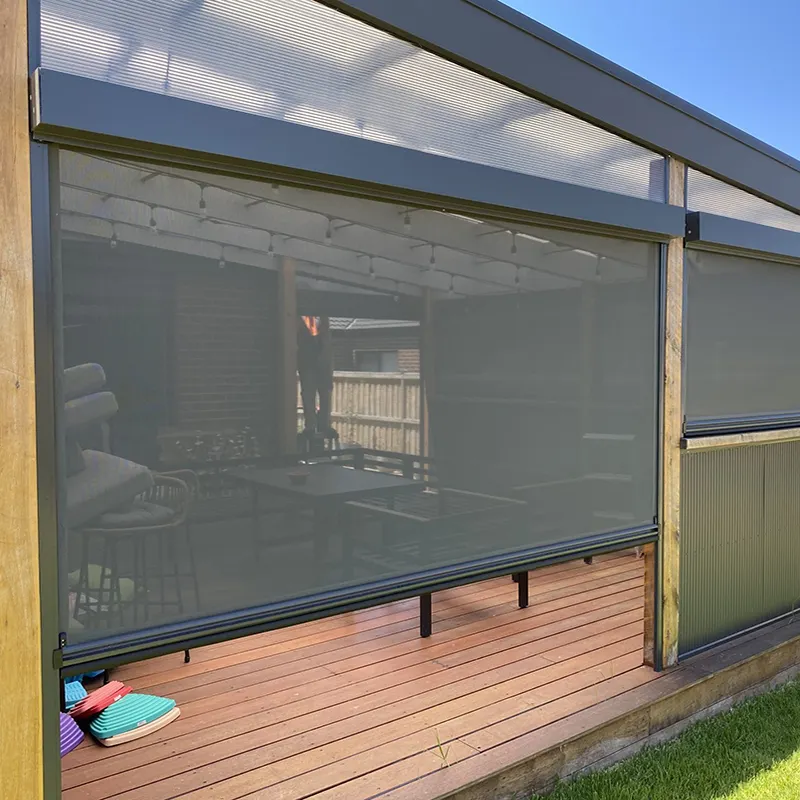 Modern horizontal windproof outdoor window roller blinds zip track blinds waterproof retractable patio screen outdoor blinds