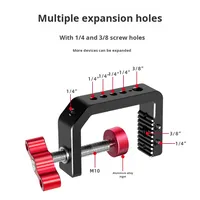 Support de bureau robuste en alliage d'aluminium à fixation rapide avec pince en C, 1/4 3/8 "-16, anti-torsion, pour caméra, moniteur, microphone, éclairage