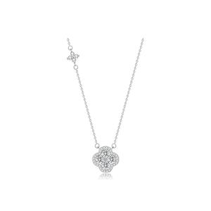 Collana con Ciondolo Quadrifoglio Portafortuna S999, Catena con Croce in Zirconi di Lusso per Donna - Product Image 5