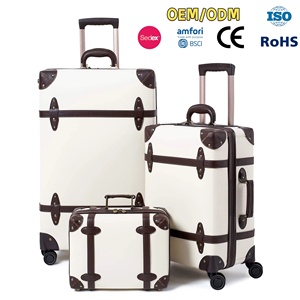 Hot Retro Girl Hard Outdoor Travel Equipaje Set Old-Fashion Elegante Classic Carryon Vintage Trolley Hecho a mano PU <span class=keywords><strong>Maleta</strong></span> de cuero - Product Image 1