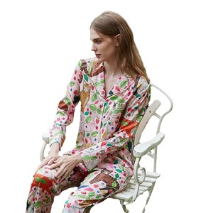 Autunno pigro stile fragola <span class=keywords><strong>gatto</strong></span> stampa <span class=keywords><strong>pigiama</strong></span> ragazza seta ghiaccio traspirante vestiti per la casa - Product Image 6