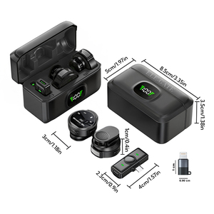 ชุดไมโครโฟนไร้สาย ELE-GATE แบบ Lavalier พร้อมตัวรับสัญญาณ Type-C ฐานชาร์จเร็ว พร้อมอะแดปเตอร์ Lightning - Product Image 4