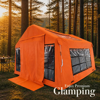 Carpa Inflable Familiar para Acampar al Aire Libre, Impermeable, de Oxford, Amplio Espacio, Fácil de Instalar, Duradera, Color Naranja