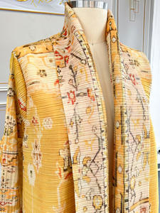 Túnica de Oriente Medio para Hombre, Estilo Issey Miyake, Cárdigan de Lana con Estampado Plisado, Abrigo Largo Árabe de Verano, Talla Grande, Abaya - Product Image 4