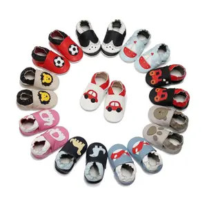 Genuine Leather Baby Girls Shoes Cartoon Animal Print Baby Boys Shoes Soft Sole Newborn Crib Shoes infant toddler footwear