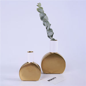 공장 공급 floreros dorados 파라 deciracion 홈 장식 꽃 꽃병 테이블 탑 골드 세라믹 꽃 화병 - Product Image 6