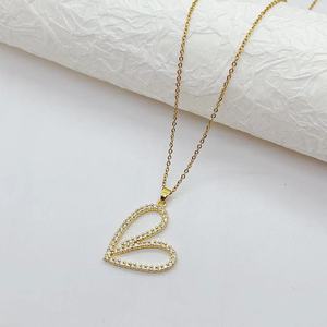 Cadena de acero inoxidable moda exquisito colgante de cobre en forma de corazón collar de mujer regalo de amante - Product Image 3