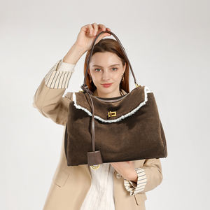 Bolsos de Hombro Retro de Alta Gama para Mujer, Gran Capacidad, Cuero Vacuno Genuino, Lana de Cordero, Piel de Cabra Esmerilada, Gamuza Suave - Product Image 2