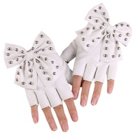 Gants sexy pour femmes, style punk rock, avec grand nœud, en cuir PU, pour le cyclisme, la pêche, le ski, écologiques, respirants, demi-doigts, quatre saisons