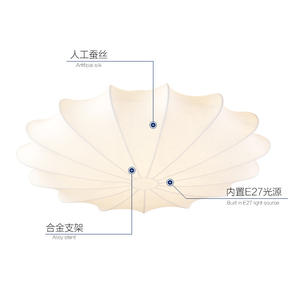 โคมไฟเพดานผ้าไหมสไตล์ญี่ปุ่น สร้างสรรค์ แรงบันดาลใจจากเซน สไตล์จีน สำหรับห้องนั่งเล่น ห้องนอน ห้องทำงาน โคมไฟสไตล์อิตาลี - Product Image 4