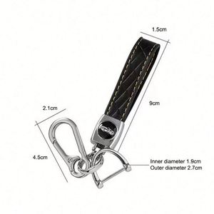 Customizable LOGO Embossed Leather <b>Car</b> Keychain Horn Zinc Alloy Hardware <b>Car</b> Keychain Pendant Best Selling Auto Accessories - Product Image 2