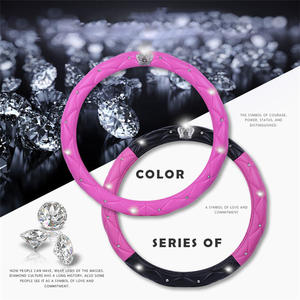 Cubierta de <span class=keywords><strong>volante</strong></span> ostentosa de moda para <span class=keywords><strong>mujer</strong></span> <span class=keywords><strong>con</strong></span> diamantes cubierta de <span class=keywords><strong>volante</strong></span> de coche de diamantes de imitación brillante estándar - Product Image 4