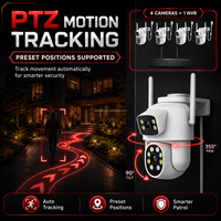 Sistema de Vigilancia Wistino con Cámara IP, NVR de 4 Canales, Lente Dual PTZ, Visión Nocturna en Color, Detección de Movimiento, Audio Bidireccional, Sistema CCTV