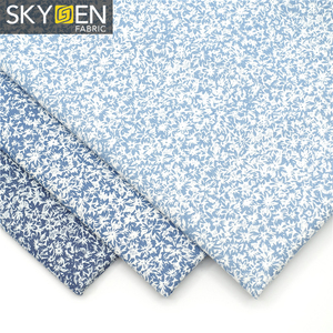 Áo sơ mi dệt Skygen màu xanh, chất liệu vải cotton in hoa nhẹ nhàng - Product Image 1