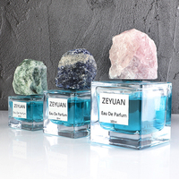 Couvercle en cristal naturel 30ml 50ml 100ml bouteilles de cologne en cube vide carré vaporisateur de parfum de luxe