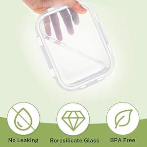 Boîte alimentaire en verre alimentaire de qualité supérieure, en verre borosilicate, avec couvercle, micro-ondable, chauffable, simple couche, pour la conservation des aliments - Product Image 4