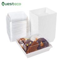 Boîte à emporter jetable personnalisée en carton blanc pour petit-déjeuner, déjeuner, sandwichs, avec couvercle transparent, recyclable, gaufrée, pour emballage alimentaire et collations