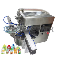 Machine intégrée de remplissage et de bouchage automatique de table rotative de bureau, facile à utiliser, pour liquides alimentaires, sachets à bec verseur en papier