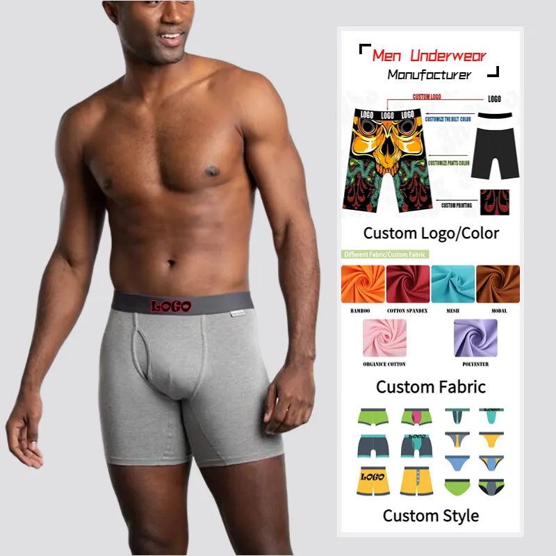 OEM ODM custom logo man boxer cotton mens boxer briefs men underwear