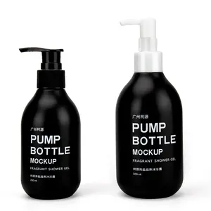 Conjunto de garrafas de shampoo eco vazio, frascos de shampoo preto fosco