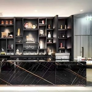 Lussuoso tavolo da pranzo con controsoffitto da cucina in marmo nero Lauren per interni moderni per progetti commerciali di progettazione grafica - Product Image 1