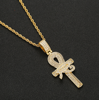 Bijoux en gros AAA CZ bijoux en or l'oeil d'horus ankh croix pendentif collier