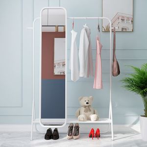 Produits tendance 2025 décor nordique Ins Net porte-manteau rouge miroir debout Simple ménage cintre miroir support salon meubles personnalisé - Product Image 6