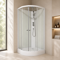 Cabine de douche quadrant à cadre chromé, verre trempé transparent et panneau de douche multi-jets, directement de l'usine, pour salle de bain principale