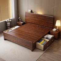 Lit plateforme moderne en bois de noyer massif, avec rangement, hauteur réglable, design écologique et durable, taille Queen/King, pour chambre à coucher