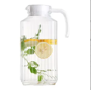 Оптовая продажа, прозрачный многоразовый простой холодный стеклянный кувшин для воды объемом 1,8 л, стеклянный кувшин с носиком для питьевой стеклянной бутылки для напитков