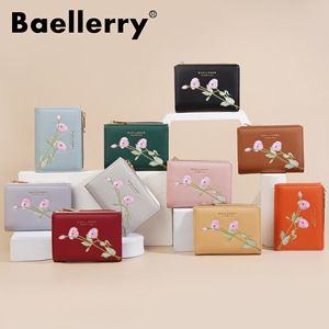 กระเป๋าสตางค์สั้นผู้หญิง Baellerry ลายปักดอกไม้ขนาดเล็ก กระเป๋าใส่เหรียญแบบมีซิป ใช้ได้ทุกวัน - Product Image 4