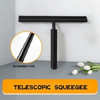 Raclette télescopique en silicone à long manche pour le nettoyage des fenêtres et des sols de salle de bain, lame souple en silicone, vente en gros