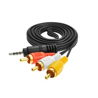Cable Adaptador Coaxial de 3.5mm Estéreo Macho a 3RCA Macho, Blindaje Combinado de Cobre Puro, Negro, 1.5/3m, para TV, Hogar, Auto, Estéreo