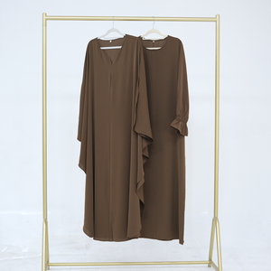 Ensemble Abaya Nida 2 pièces élégant et tendance avec poignets à volants et poches, tenue modeste pour femmes musulmanes, vêtements islamiques, vente en gros - Product Image 6