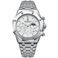 Montres Homme Bracelet Logo Personnalisé OEM Designer Acier Inoxydable Multi-Fonctions Luxe Étanche Phase de Lune Orologio Uomo