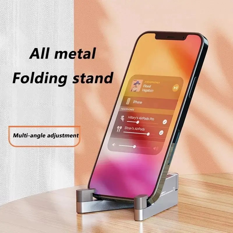 Factory Popular Mobile Phone Desk Mount Holder Bracket Foldable Phone Cradle Universal Aluminum Portable Stand for Cellphone