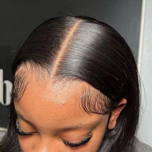 Trinh Nữ 100% Đen Brazil Phụ Nữ Tóc Giả Tóc Con Người Dài 13*4 HD Thụy Sĩ Ren Phía Trước Thẳng Sâu Sóng Phong Cách 180% 200% Mật Độ 250% - Product Image 4