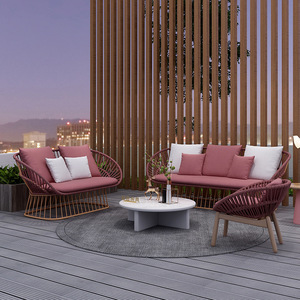 Ensemble de salon de jardin en aluminium et corde, idéal pour villa, collection de meubles de détente d'extérieur, canapé sectionnel, vente chaude - Product Image 1