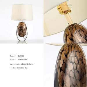 Modern Blue Art Glass LED Sensor Control Adjustable <strong>Table</strong> Lamp with White Round Fabric Cover Decoration Reading Lamp - Product Image 6