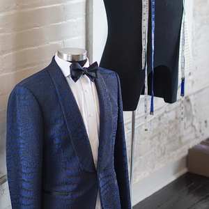 MTM <span class=keywords><strong>Homme</strong></span> Tuxedos Croc Brocart Blazer Décontracté Veste Costume Pantalon Noir Costumes de Mariage pour <span class=keywords><strong>Homme</strong></span> Fête Bal Scène Mâle Coupe Slim Déguisements - Product Image 2