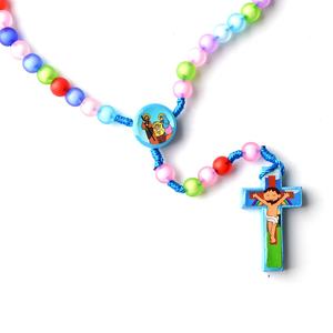 어린이용 핑크 만화 아크릴 가톨릭 묵주 20인치 남아 여아용 코드 묵주 - Product Image 3