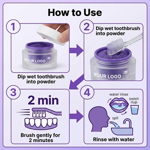 Polvo Blanqueador Dental OEM Morado, <span class=keywords><strong>Corrector</strong></span> <span class=keywords><strong>de</strong></span> <span class=keywords><strong>Color</strong></span>, Fórmula Suave, Suministro a Granel - Product Image 3