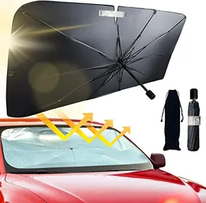 汽车挡风玻璃遮阳伞，升级挡风玻璃遮阳帘，带360旋转可弯曲手柄